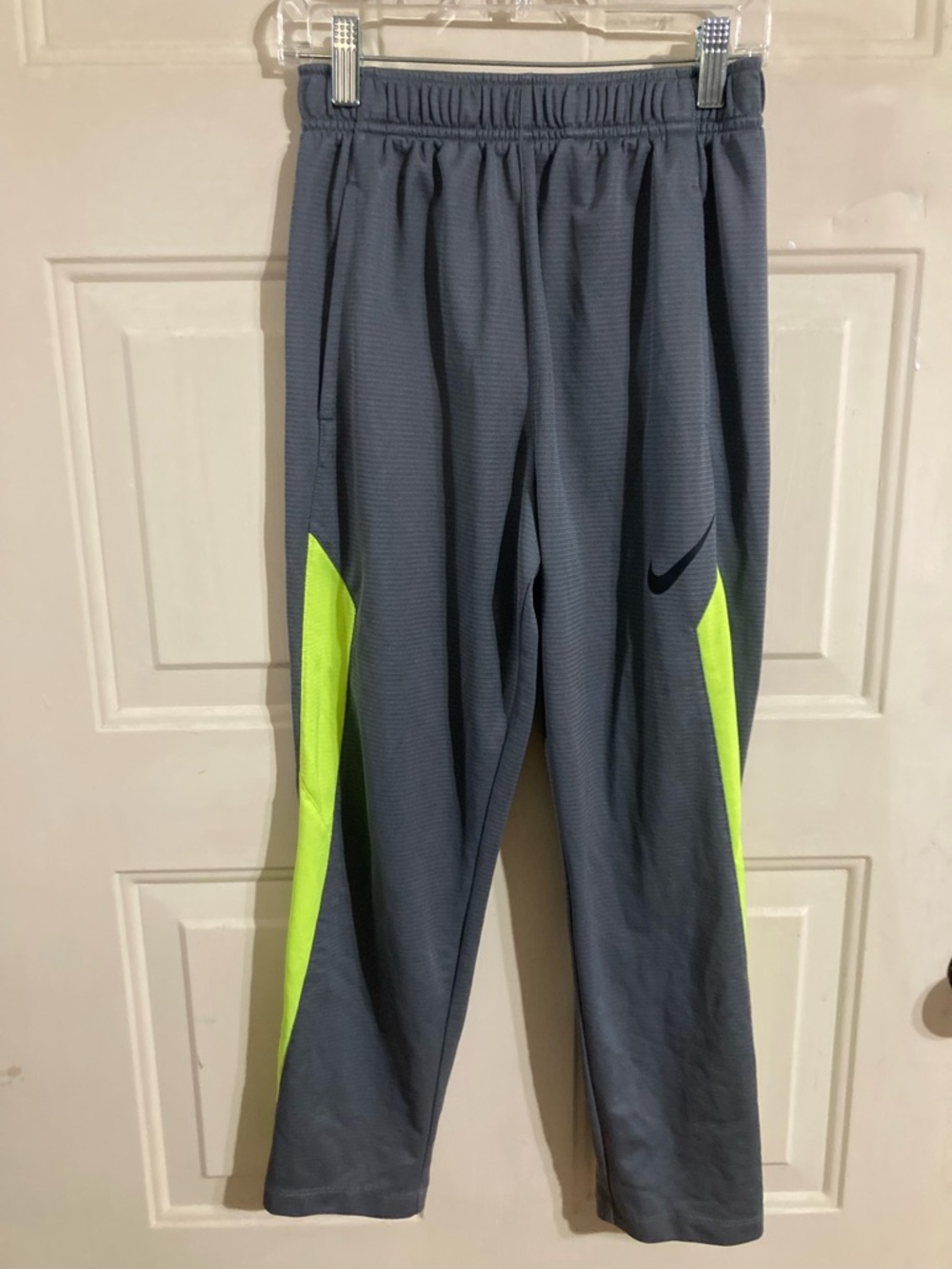 Nike Kids Gray Joggers with Neon Yellow Accents